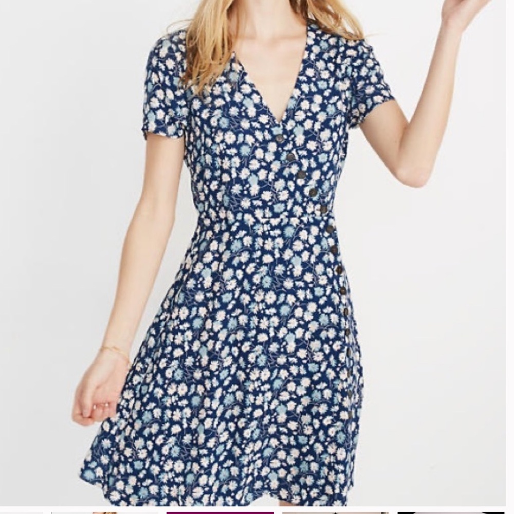 Madewell Wrap Button French Floral Dress, Size 10, NWT